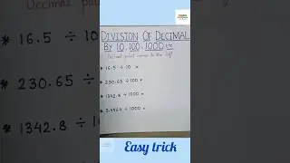 Division of decimal by 10, 100 , 1000 #mathsbyjass #decimals #division #maths #shorttrick