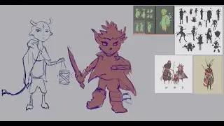 Sketching Character Thumbnails, Silhouettes and Refining.