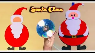 Diy : How To Make Santa Claus on Old CD Dish / Christmas Craft Ideas / Santa Claus make with Paper