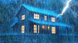 Relax & Sleep Instantly on Rainy Night - 3 Hours of Heavy Rainstorm on Tin Roof & Mighty Thunder