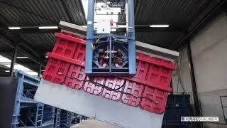 Humarbo Lifting and rotating system for L-shape retaining wall element