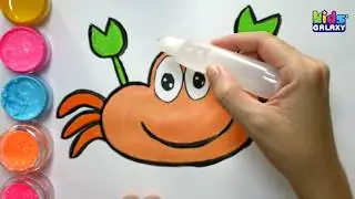 KidsGalaxy, Glitter crab drawing and coloring for kids, learn to color