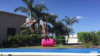 20ft x 6ft x 8in air mat and pink air roll for gymnastics