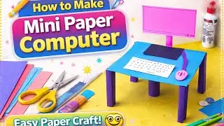 Mini Computer Table | Simple DIY Craft minicomputer  #minicomputertable  #minidiy  #papercraft