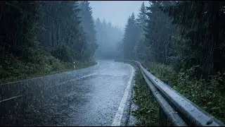 Rain Sounds For Sleeping 99% | Dark Forest Road Rain Ambience for Sleep