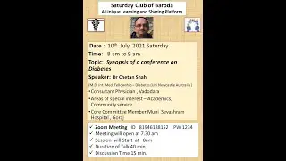 Topic: Synopsis of a conference on Diabetes | Speaker: Dr Chetan Shah | Moderator: Dr Satish Pandya