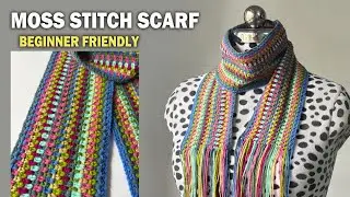Crochet Moss Stitch Scarf | Beginner Friendly | Handmade Gift for Christmas 🎄🧶