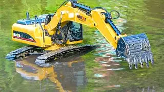 RC Excavator Truck Riding in the Mud WATER Power Wheel Adventure