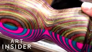 Carpenter Sculpts Vase From Dyed Wood