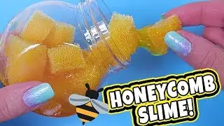 DIY HONEYCOMB SLIME! 🐝🍯 How to make honey slime | Crunchy sponge slime asmr