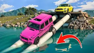 Cars vs IMPOSSIBLE LOG Bridge x Deep Water Challenge in BeamNG.Drive by ProHug #2