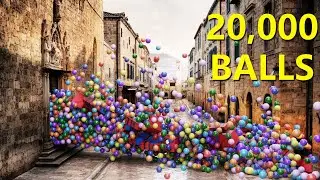 20,000 Balls VS Spider- Mans On the Europe street - Blender Animation - Cycles