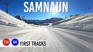 First tracks in the morning on pistes 72a and 64 in Ischgl Samnaun