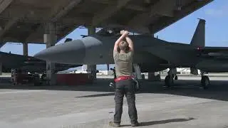 U.S. Airmen from the 67th Fighter Squadron conduct preparations prior