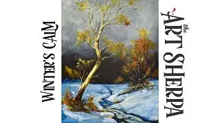 How to paint with Acrylic on Canvas Winter's Calm Landscape | TheArtSherpa