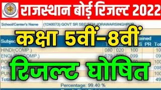 RBSE Class 5th 8th Result 2022 | Rajasthan Board 5th Result Kab Aaega | RBSE 8th Result Kab Aaega