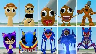 EVOLUTION OF ALL SHIN SONIC TAPES FAMILY VS ALL SPRUNKI BROWN MECHATITAN FAMILY ? in Garrysmod!,...