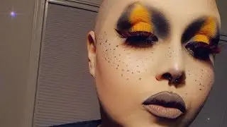 Neon Orange Halo Goth Makeup 