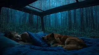Peaceful Deep Forest Rain Sounds with Thunder in Car 🌧 |Dark Bedroom Ambience for Deep Sleep & Relax