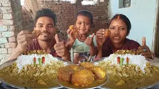 Today eating egg masala curry, fish curry with rice eating || jh eating show