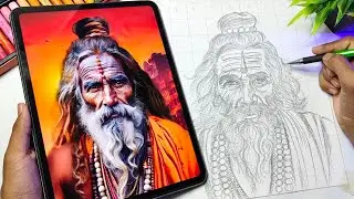 Mahakhumbh 2025 Drawing, Sadhu Drawing, Outline Tutorial