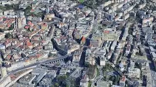 Lausanne View 3D  Stunning Aerial Tour of Switzerland's Olympic Capital in 4K