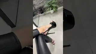 High Heels Try On | Stunning Black Platform Stilettos #sandals #heels #highheels #highheelslover