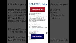 HCL hiring for Oracle fresher #freshers #jobsearch #trending #jobvacancy #softwarejobs #hcl