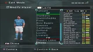 PES 3 - Lazio - Stats - PS2