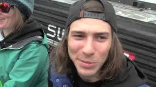 Sammy Leubke leads the men's snowboard standings, but at Snowbird, hard to stand at all.
