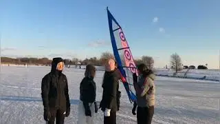 Windsurfing on ice with a ladle