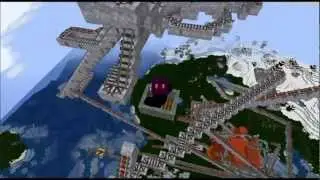 Flaming Carts - Minecraft 1.2.5 Roller Coaster (Creative mode) HD + world download!