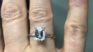 Emerald cut  2 carat Cubic Zirconia Tiffany Solitaire Ring