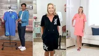 Susan Graver Soleil Linen Viscose Printed Cover-Up with Ties on QVC