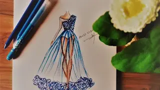 How to Draw Chiffon Dress