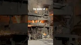 The power of electric arc furnace. #steel #steelmaking #electricity #manufacturing #scrap