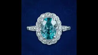 Antique Edwardian Blue Zircon Diamond Cluster Ring 2.5ct Zircon