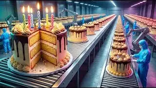 How Birthday Cakes Are Made  Inside a Mega Cake Production Factory ASMR