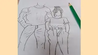 Stylish Father Daughter Drawing - pencil sketch / How to draw dad and daughter together / Art video