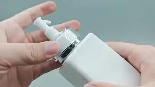 Glossy White Square PET Bottle with Long Curved Pump