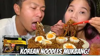 KOREAN NOODLES MUKBANG! (korean noodles in savory black bean sauce)Intan FamilyVlogs