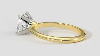 Knife Edge Solitaire Asscher Cut Diamond Engagement Ring In 18k Yellow & White Gold