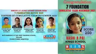 Top Scorers of Cumulative Exam - November | Foundation | RIITS Kollam |