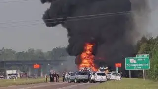 Fuel truck catches fires, temporarily closes Interstate 310 in Luling, La.