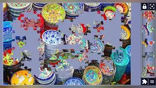 Vibrant Hand-painted Ceramic plates Display🌈🌈//jigsaw puzzles craft🧩🧩//Amazing puzzles Art🧩🧩//