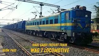Amazing Blue WAG 7 Locomotive accelerating maal gaadi freight train
