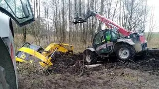 WTOPA!!!  CASE FARMLIFT  735 WPADŁ DO STAWU,JCB W TORFIE CZ.2