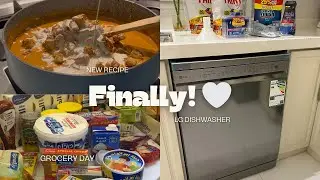 أخيرًا! 🤍 اشتريت جلاية صحون LG Dishwasher ، ترتيب مشتريات الشهر 🛍️🛒 | Butter Chicken 🍗 | فلوق أسبوعي
