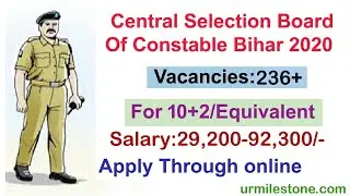 CENTRAL SELECTION BOARD OF CONSTABLE BIHAR FORESTER RECRUITMENT 2020
