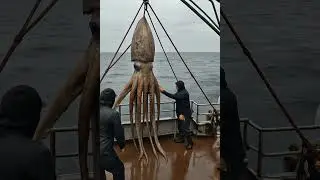 Giant Squid Captured in Open Ocean &ndash; A Rare Deep Sea Discovery! 🦑🚢🌊